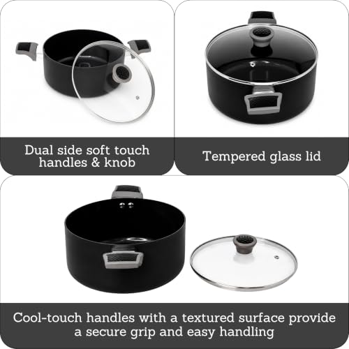 MIRRO 5 Qt Get a Grip 2.0 Aluminum Black Ceramic Dutch Oven with Glass Lid by Mirro - Used condition - Image 2
