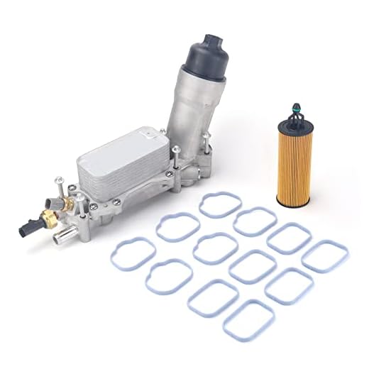 3mirrors Aluminum Engine Oil Cooler Filter Housing Adapter Replacement for 2017 2018 Dodge Chrysler 3.6L & 3.2L Oil Radiator Assembly 68310865AB with Sensor& Manifold Gaskets 68310865AA, 68310865AC