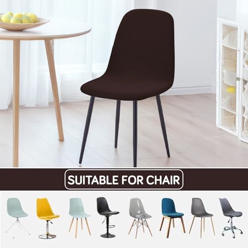 Image of HOKIPO 'SereneSolids' 140 GSM Shell Chair Cover, Mid Century Modern Dining Chair Cover, Pack of 1, Coffee (AR-6248-CFE)