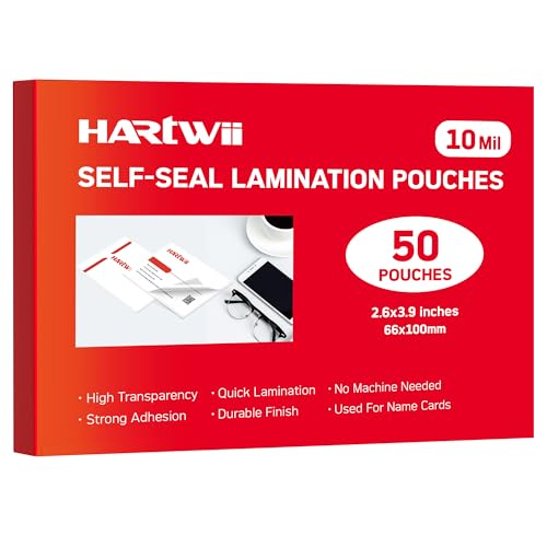 HARTWII 50 Self Sealing Laminating Pouches 2.6x3.9