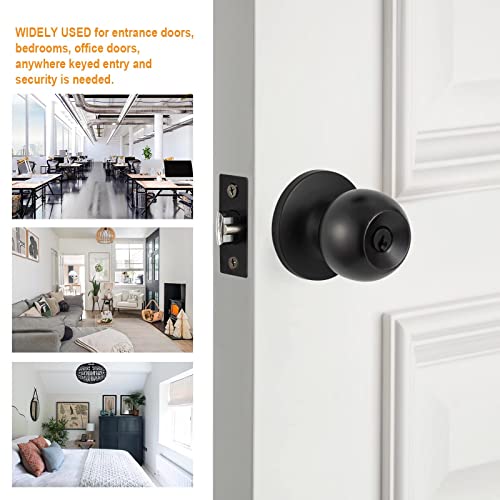 Gua Oyh Front Door Knob With Lock And Key, Entry Door Lockset, Exterior Door Knob, Keyed Entry Lock For Home Office Or Hotels, Matte Black (Doorknob_Mb_Entry) #TOP6