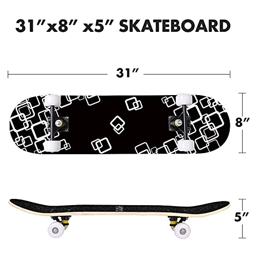 ToyerBee Skateboard, Skateboards for Beginners, Kids & Adults, Standard Skateboard 31” with Repair Kit for Teens / Boys / Girls, 9 Layer Canadian Maple Double Kick Pro Skateboard for Sports & Outdoors - Thumbnail 7