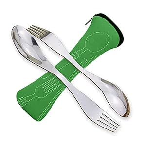 Spork Stainless Steel, Vork en Lepel, Draagbaar Dubbel Gebruik Kampeerbestek, Campingbestekset van 2