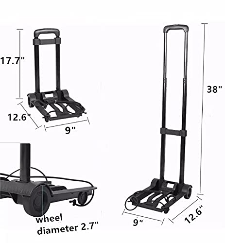 Minisize Folding Luggage Cart With 2 Wheels Lightweight Plastic Luggage Trolley Office Hand Truck For Shopping Travel Camping And School Use Trolley,L12.6 X W9 Inch.maximum Load 66Lbs #TOP2