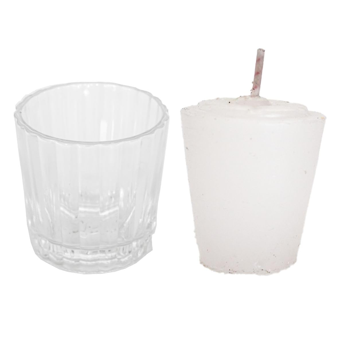 Caja con 12 Piezas de veladora votiva en Vaso Cruz | Ideales para todo tipo de eventos