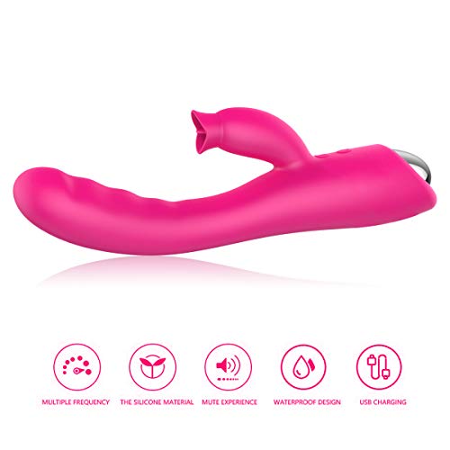 Dual Motor Waterproof USB Recharging Quiet Handheld Massager Rotating Stretchable Modes Suction Color Rose Red - Thumbnail 4