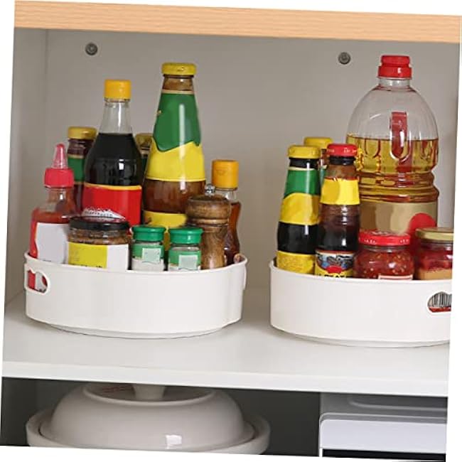 Mipcase 1Pc Non-slip Rotating Multi-function Storage Case for Kitchen Bathroom Desk Tpr Aps Material Easy Movement with Dual Handles for Organizing Cosmetics Seasonings