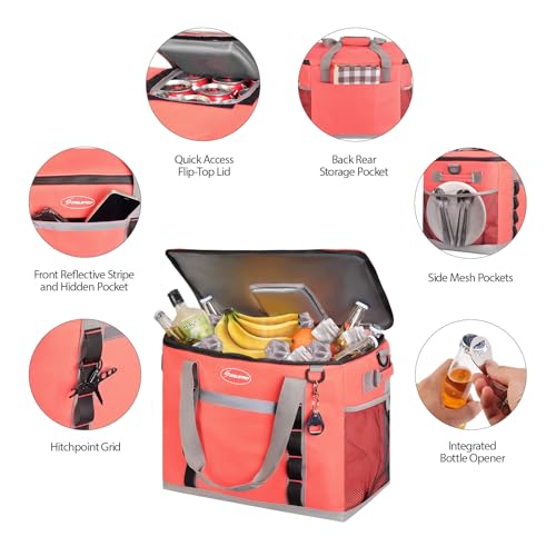 Maelstrom Collapsible Soft Cooler Bag,35/55/75 Cans Beach Cooler with Flip Top Lid, Ice Chest, Leakproof & Portable for Beach, Camping, Road Trips & Grocery Shopping (Watermelon, 75 Can) by Maelstrom - Image 4