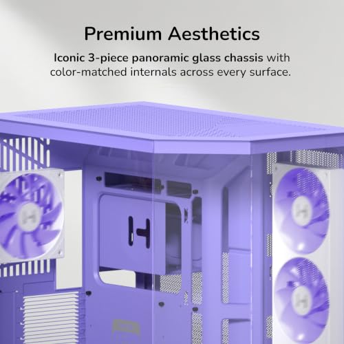 Image of HYTE Y50 RGB Essential Aesthetic Gaming PC Case - 4 aRGB Fans (1x 120mm + 1x 360mm Reverse) - Dual Chamber ATX Desktop Chassis - Rear Connect Motherboard Compatible - Taro Milk (Purple)