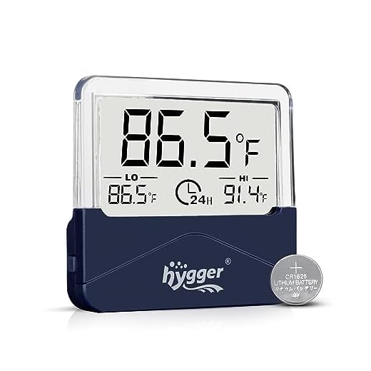 hygger Digital Aquarium Thermometer Records Max Min Temperature Sensor Gauge with LCD Display Stickable Fish Tank Thermometer for Saltwater, Freshwater, Fish, Amphibians, Reptiles