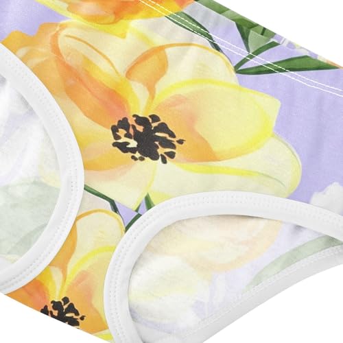 Yellow Orange Floral Purple Panties Little Girl Girls Underwear Toddlers Cotton Funny Kids Briefs Undies 2t4