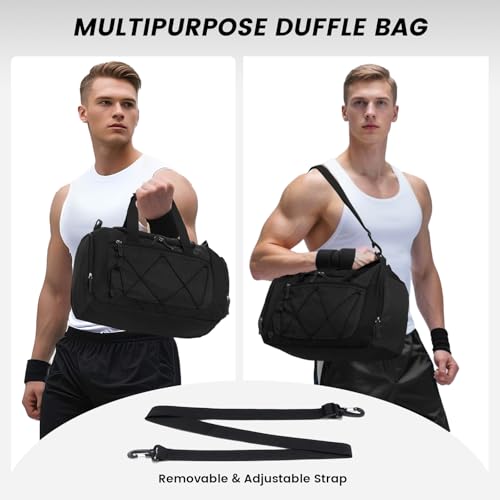 Image of Vorspack Gym Bag for Women - 15 Inches Small Duffle Bag for Travel Lightweight Duffel Bag Personal Item Travel Bag Weekender Bag for Travel Sports Gym - Black