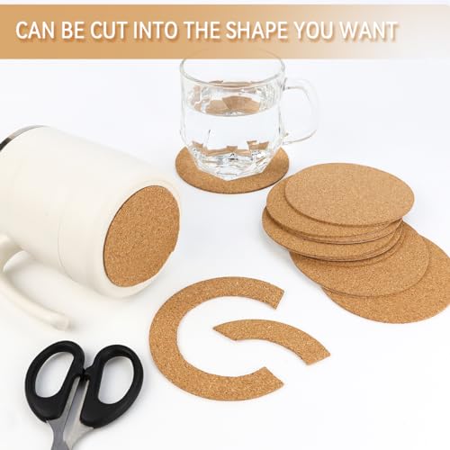 Tenalleys 10 Pack Round Cork Coasters, 4\" Self-Adhesive Cork Mats, DIY Coasters & Craft Accessories