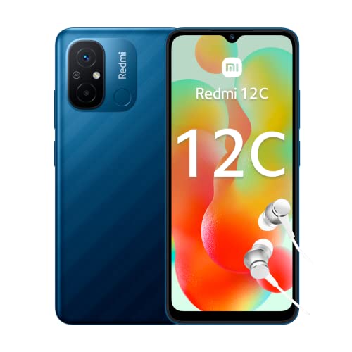 XIAOMI Redmi 12C - Smartphone de 4+128GB, Pantalla de 6,71" HD+ Dot Drop 60Hz, MediaTek Helio G85, Cámara Dual con IA de 50MP, NFC, batería de 5000 mAh, Azul (Versión ES + 3 años de garantía)
