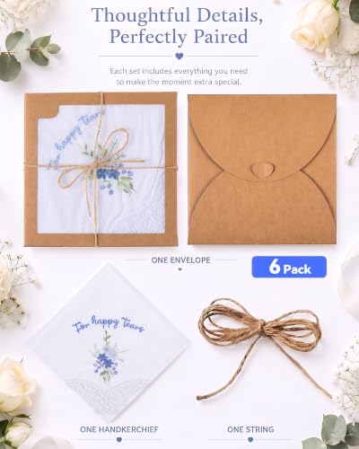 Image of Kinlop 6 /12 Pcs Happy Tears Handkerchiefs Lace