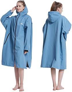 Oksun Waterproof Changing Robe for Adult,Windproof Long Sleeve Swimming Oversized Poncho Coat Surf Beach Robe with Hooded Blue