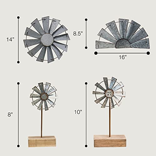 Cwi Gifts Galvanized Half Windmill Wall Art - 16 Inch - Farmhouse Country Decorations #TOP4