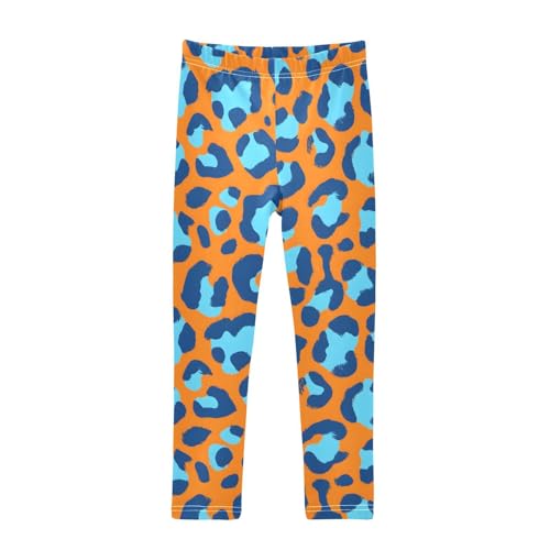 Orange Blue Leopard Girls Leggings Soft Stretch Workout Yoga Dance Pants for Kids Casual Tights