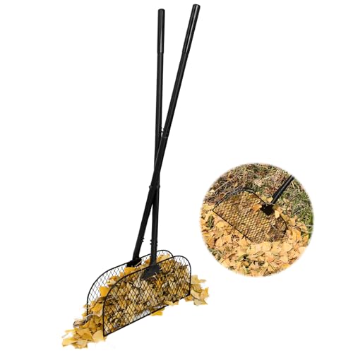 BSTSLL Leaf Grabber Rake with Long Handle, Leaf Picker Upper Grass Collector, Yard Rake Leaves Grabber Pickup Tool for Lawn & Garden Cleanup - No Bending Over