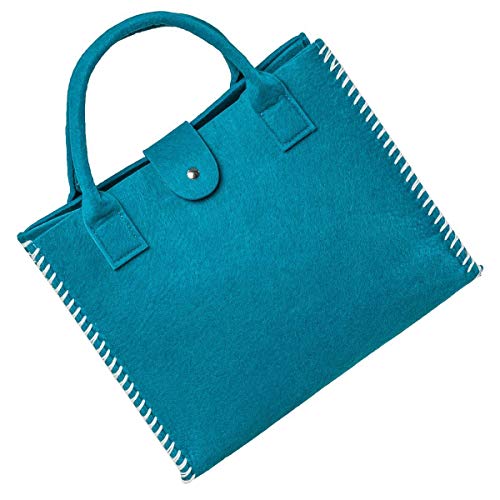 LaFiore24 Filz Einkaufstasche Damen Shopper Handtasche Henkeltasche Festival blau türkis