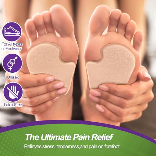 Image of Cutecrop 20 Pcs Sesamoiditis Pads, 1 /4 inch Thick Dancers Pads for Ball of Feet Pain Thick Adhesive Skived Felt Callus Sesamoiditis Relief Forefoot Cushion Pad Ball of Feet Pain(Brown,Left)