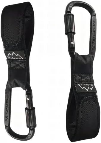Stroller Hooks Bag Hooks for Hanging Diaper Bags Multipurpose Hooks for Grocery Shopping ​Bags Premium Vegan Leather Pram Straps 2Pcs Baby Stroller Hooks… (Black)