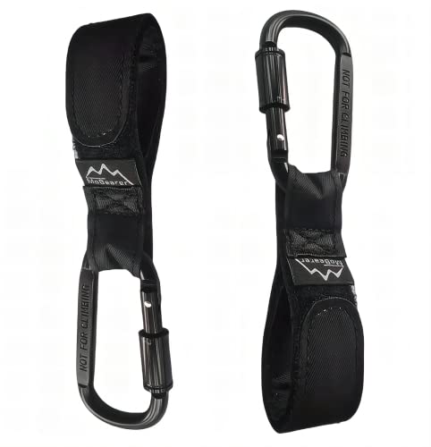 Stroller Hooks Bag Hooks For Hanging Diaper Bags Multipurpose Hooks For Grocery Shopping ​Bags Premium Vegan Leather Pram Straps 2Pcs Baby Stroller Hooks… (Black) #TOP23