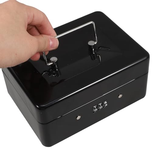 Boîte de rangement verrouillable coffre de sécurité à code en acier noir - 3
