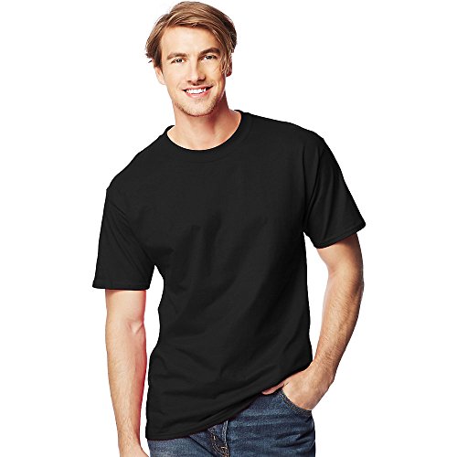 Hanes Men's Lay Flat Collar Tall Beefy T-Shirt Black | Amazon.com
