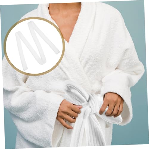 KESYOO 2pcs Soft Coral Fleece Robe Waist Belt Replacement for Hotel Bathrobe Easy to Clean White for Adults3