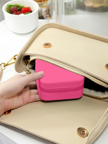 Image of Cortina Toiletry Bag | Luxury Cute Travel Make Up Hanging Wash Bag | Cosmetic Waterproof Hanging Toiletries Bags | Personalised with Pearl Zipper - Pink