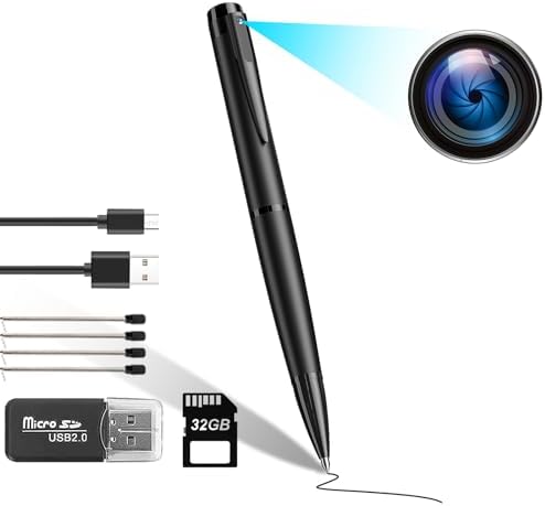 Spy Pen Mini Body Camera with 1080P HD Video Recording, Built-in 32GB Small Pocket Hidden Cam Battery Life Wearable Camcorder for Indoor,Outdoor,Home,Sports,Pet Records,Security,Work Records