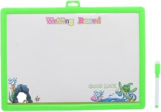 لوح كتابة بلاستيكي 2 في 1 ثلاثي الأبعاد قابل للمسح وساعة تعلم الكتابة مع عقارب ساعة متحركة تهدف إلى تعليم الأوقات وقيمة الالتزام بالمواعيد للأطفال، 25 × 35 سم - أخضر