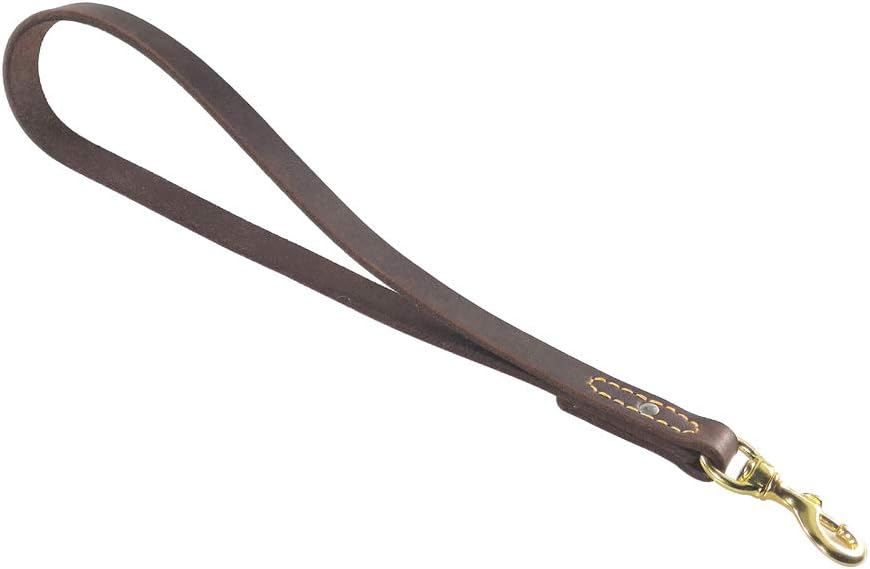 JUPUDA Leather Short Dog Leash Training 16" x 3/4" Traffic Lead for Large Dogs