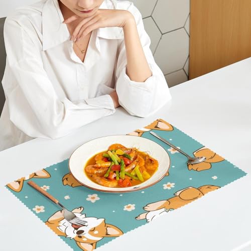 Set de table antidérapant lot de 6 résistant chaleur pour protéger table des brûlures Corgi - 7