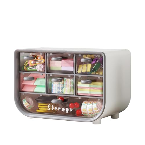 Mini Small Office Desk Organizer with 7 Drawers, 3 Tiers Stackable Desktop Drawers for Hand Storage and Organization, Office Fixed Makeup Organizational Set for Office and School