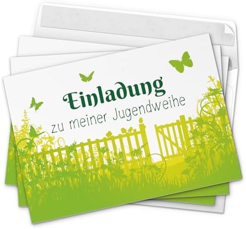 10x Einladungskarten Zur Jugendweihe Mit Umschlägen – Modernes Design In Blau, Für Jungen & Mädchen