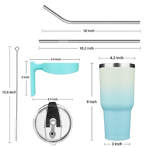 Image of BJPKPK 40 oz Tumbler with Handle & Straw, Insulated Stainless Steel Mug