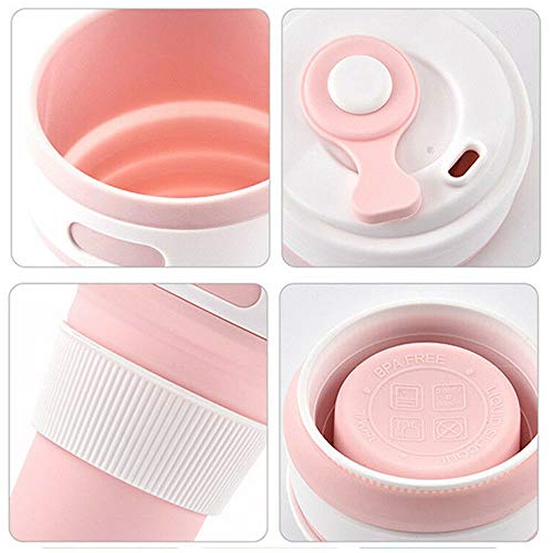 Copo de Silicone Retrátil Reutilizável c/Tampa Rosa CBRN12527