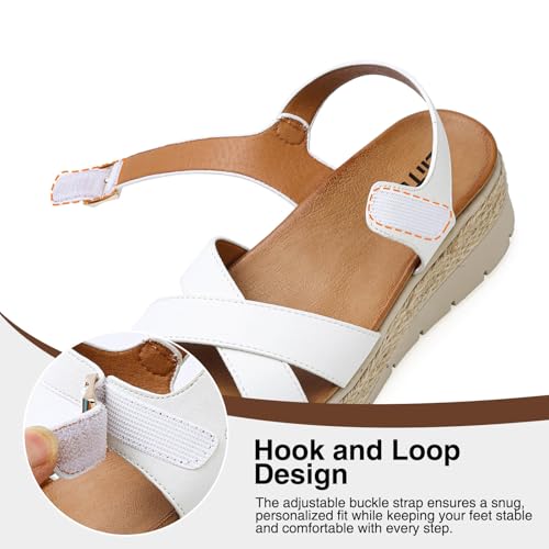Image of ziitop Womens Wedge Platform Espadrille Sandals with Orthopedic Arch Support Adjustable Ankle Strap Open Toe for Casual Walking