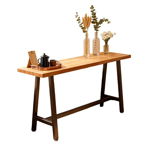 WXZXWXZX Mesa Alta de Bar Rectangular Mesa Auxiliar Cocina Estrecha con Estructura de Meta para Sala de Estar Salon Cafetería Comedor Balcones Restaurantes(180cm/71in)