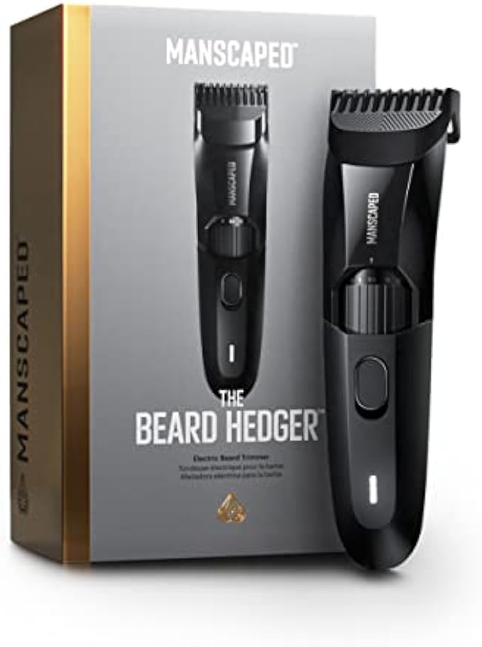 MANSCAPED® The Beard Hedger™ Premium Precision Men's Beard Trimmer, 20 Length Adjustable Blade Wheel, Stainless Steel T-Blade for Precision Facial Hair Trimming, Cordless Waterproof Wet/Dry Clipper