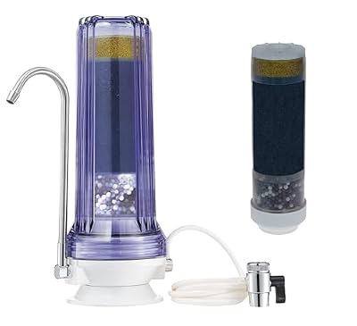 NU Aqua Countertop Water Filter System 8 Stage w/Chrome Faucet + Extra Replacement Filter - Over The Counter Top Drinking Water Purifier Filtration & Dispenser for Kitchen Sink - 120-Day Trial