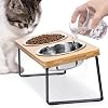 Cat Food Bowl for Indoor Cats – Elevated Stainless Steel Water Bowl, Tilted Raised Kitten Dish Set for Whisker Friendly and Anti Vomit, Feeding Station for Puppy and Pet