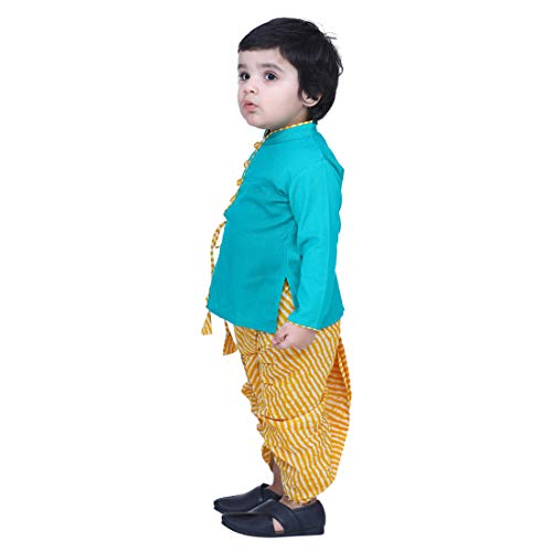 Image of BownBee Ethnic Wear Cotton Kurta Dhoti Traditional Dress Set for Baby Boys, Front Open with Dori Pattern, Full Sleeves, and Round neck, Ideal for All Festivals
