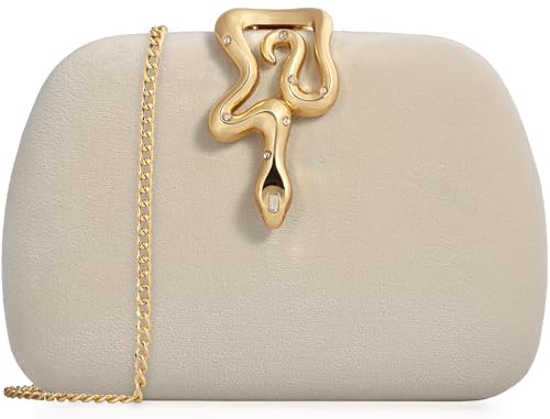 Image of Velvet Evening Clutch Purse for Women-Snake Clasp Formal Handbag,Hard Shell Design Bag for Weddings, Parties, Prom