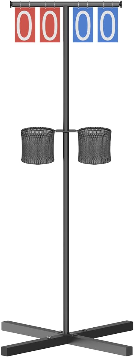 Queension Scoreboard Flipper with Stand, Cornhole Scoreboard with Drink Holder for Corn Hole Games, Pickleball Score Keeper, Scoring Board for Basketball Accessories, Team Sports