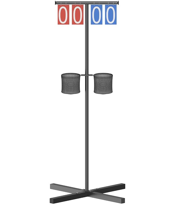 Queension Scoreboard Flipper with Stand, Cornhole Scoreboard with Drink Holder for Corn Hole Games, Pickleball Score Keeper, Scoring Board for Basketball Accessories, Team Sports, Black by Queension - Image 2