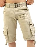 fjackets Mens Shorts 100% Cotton Beige Aesthetic Clothing Cargo Shorts for Men - Lightweight Loose F