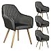 Wolmics Esszimmerstühle mit armlehne 4er Set Stühle aus Samt und Massivholz,Küchenstühle Sessel Skandinavisch voor esszimmer Schlafzimmer,Dunkelgrau